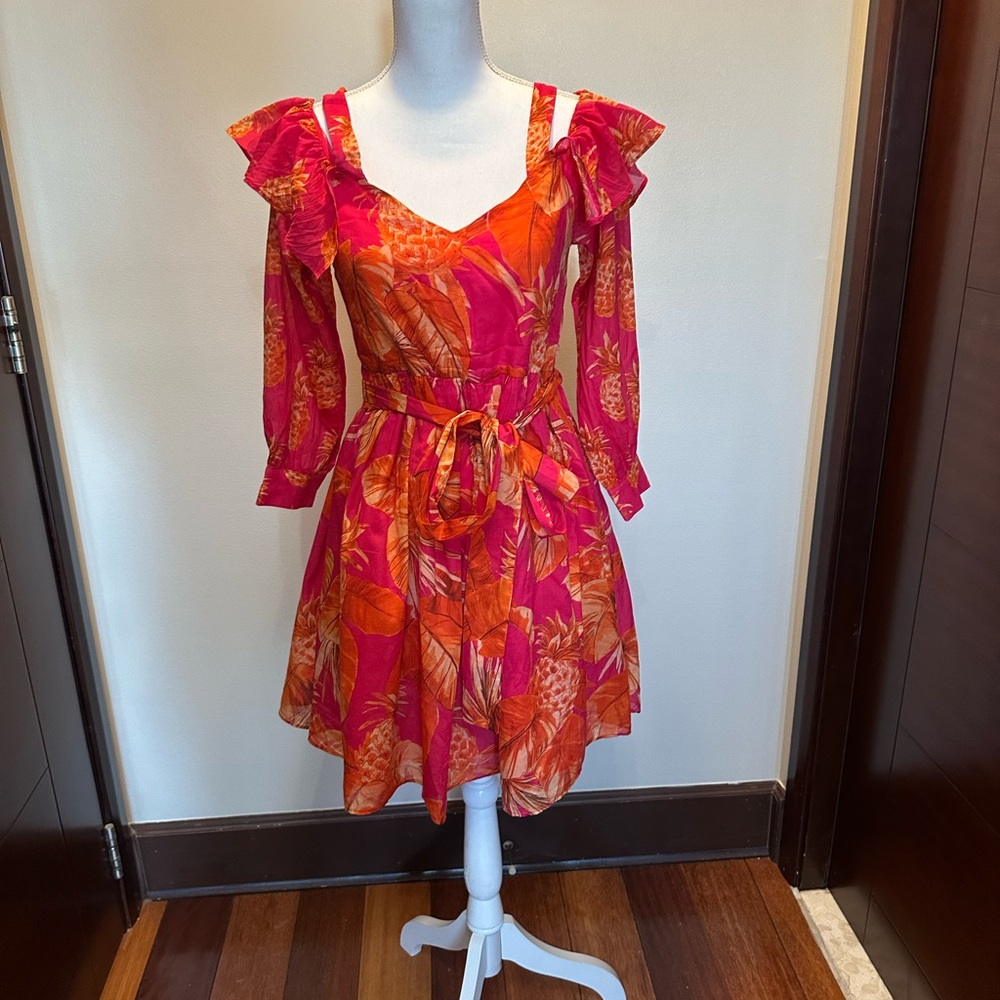 Twin set Vibrant Pink and Orange Floral Dress - Picture 4 of 16
